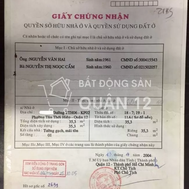 Chính chủ bán hoặc cho thuê nhà nguyên căn- Tân thới hiệp- quận 12