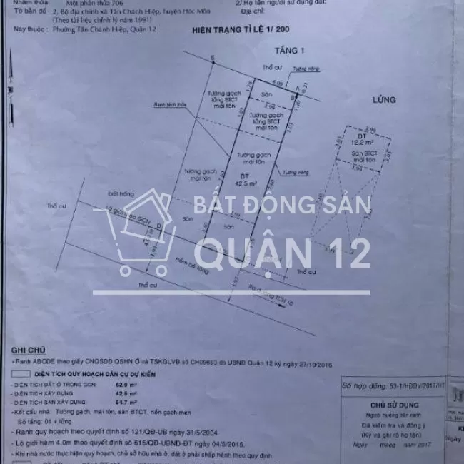 C4 62m2 3,6 tỷ TCH10 P. Tân Chánh Hiệp Q12