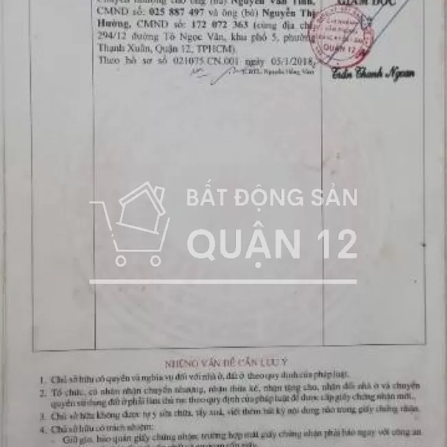 Cần tiền bán gấp nhà đang ở TX23.Quận 12