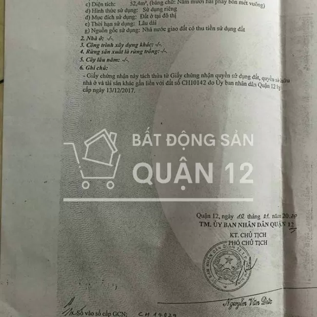 Bán đất 4x14 hẻm 12m võ thị liễu an phú đông 