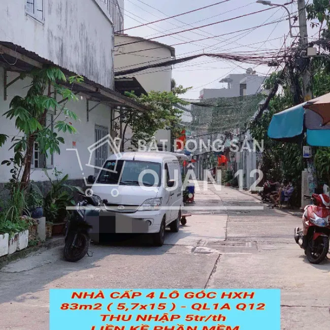 Nhà cấp 4 lô góc hxh 83m2 QL1A Q12 ,thu nhập 5tr/th, liền kề Phần Mềm Quang Trung, 4 tỷ 0932030061