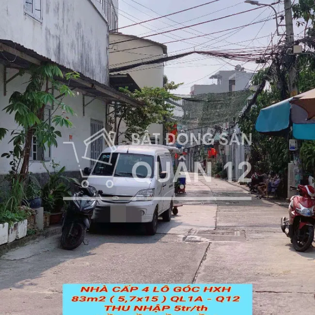 Nhà cấp 4 lô góc hxh 83m2 QL1A Q12 ,thu nhập 5tr/th, liền kề Phần Mềm Quang Trung, 4 tỷ 0932030061