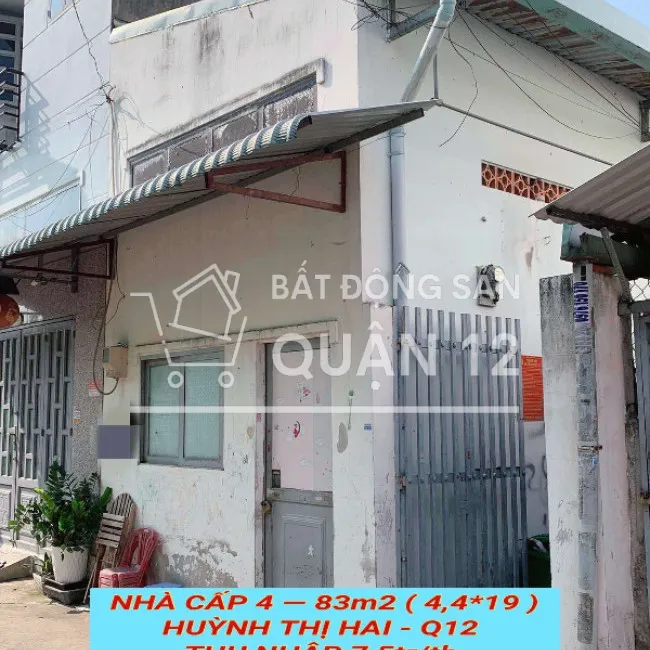 Nhà cấp 4 , 83m2 Huỳnh Thị Hai Q12, thu nhập 7,5tr/th ,liền kề Đại Học GTVT, 3 tỷ nhỉnh 0932030061