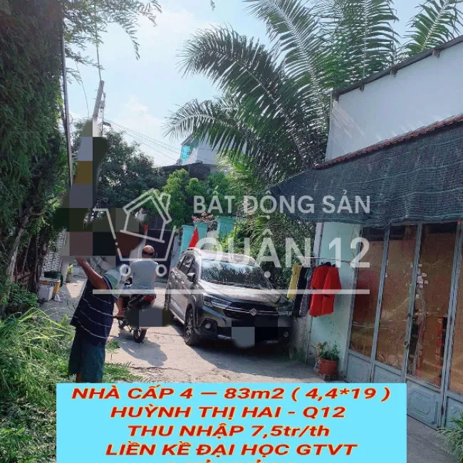 Nhà cấp 4 , 83m2 Huỳnh Thị Hai Q12, thu nhập 7,5tr/th ,liền kề Đại Học GTVT, 3 tỷ nhỉnh 0932030061